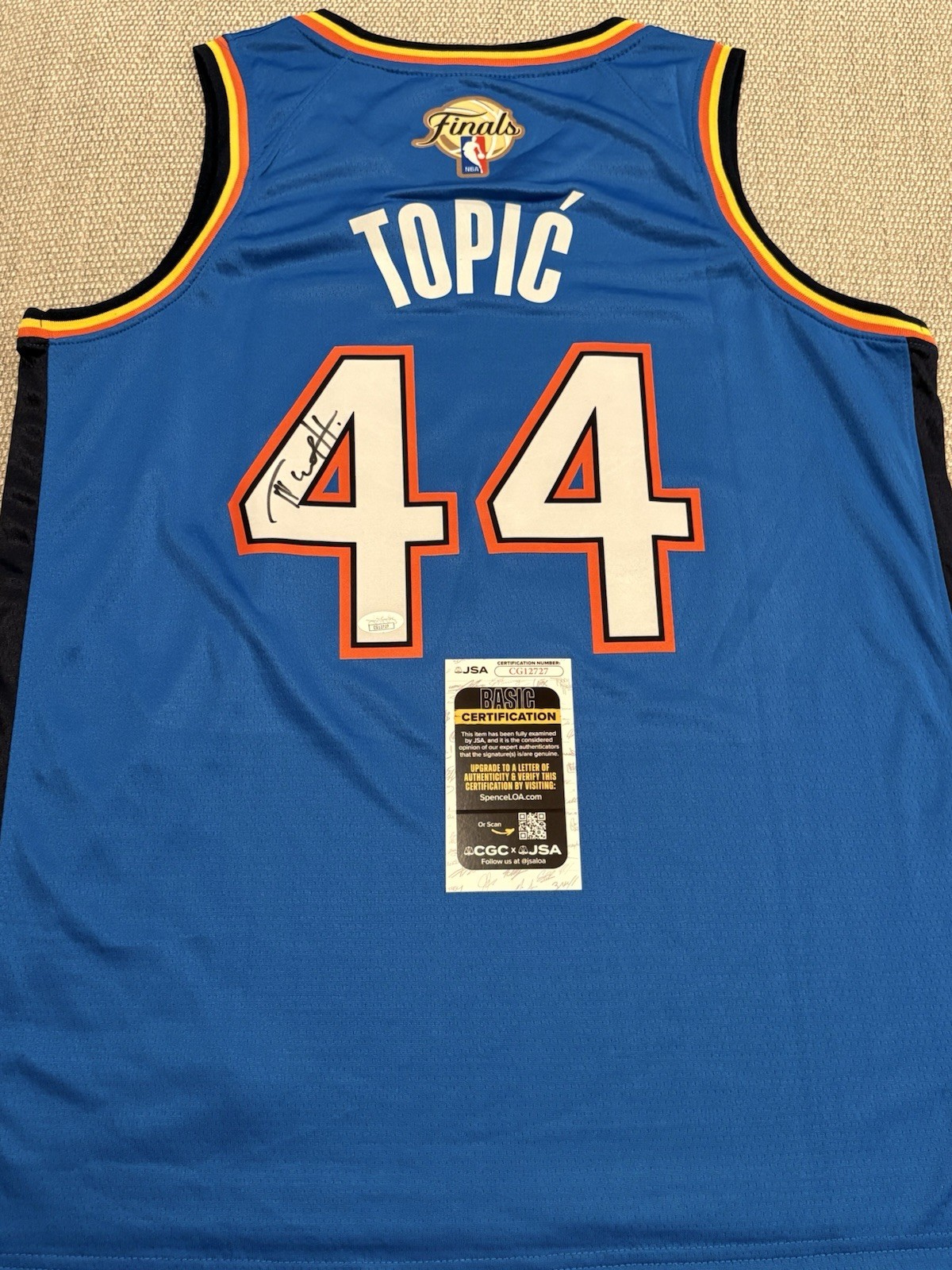 JSA COA NIKOLA TOPI Autographed Signed Oklahoma City Thunder Jersey Finals Patch OKC 