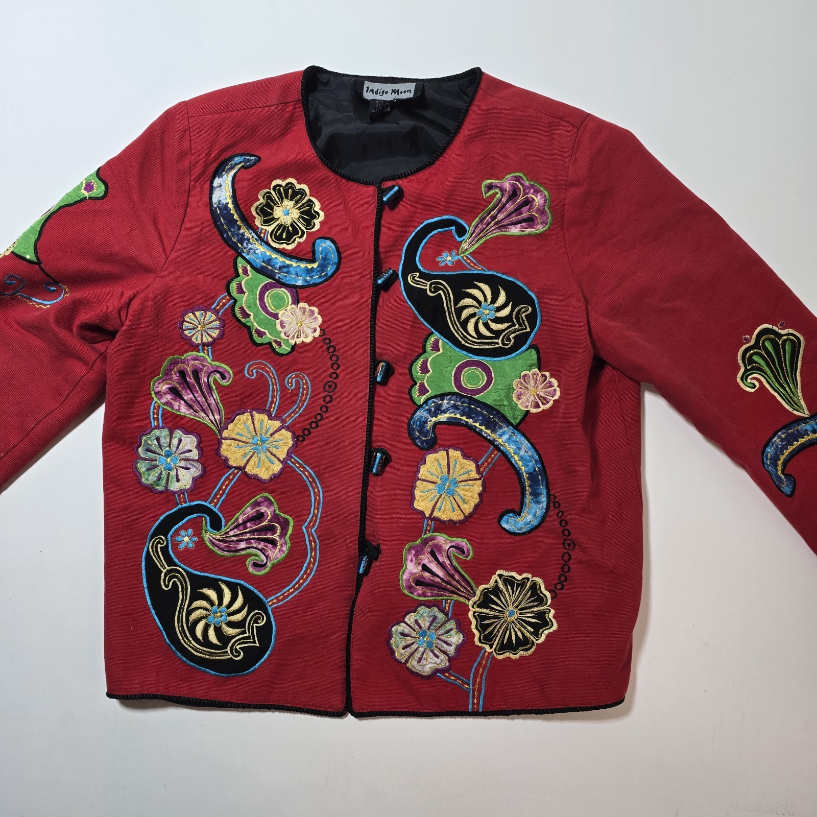 Indigo Moon Floral Patchwork Blazer Jacket L Pais… - image 2