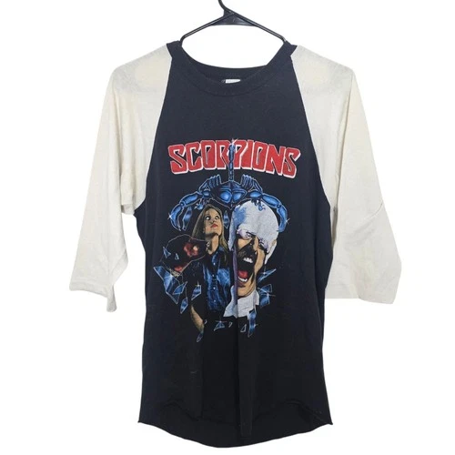 Scorpions US Tour Rock Band Jersey 3/4 Sleeve C 1980s vintage concert t-shirt, vintage, single stitch, B+ condition