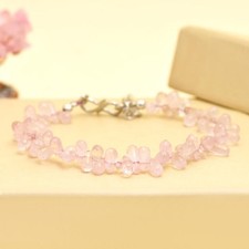 Genuine AAA Rose Quartz Smooth Teardrops Gemstone Beaded Handmade Bracelet 6-8''