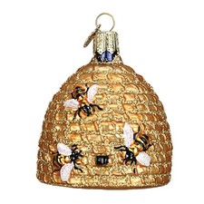Old World Christmas Bee Skep Glass Blown Ornament for Christmas Tree, Handcra...