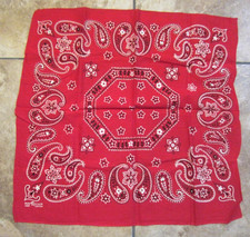 Vintage Red Paisley Bandana 100 Cotton Western Cowboy 22" x 22"