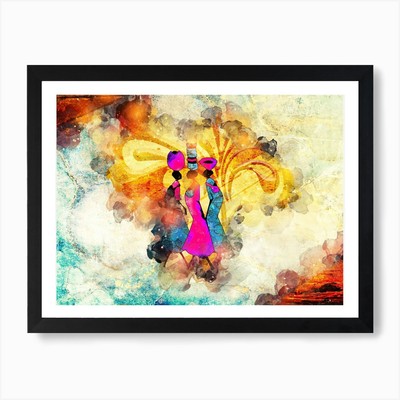 Afrikanisches Afrika Kunst Gemälde Zeichnung gerahmt Wandbild Poster Leinwanddruck Bild