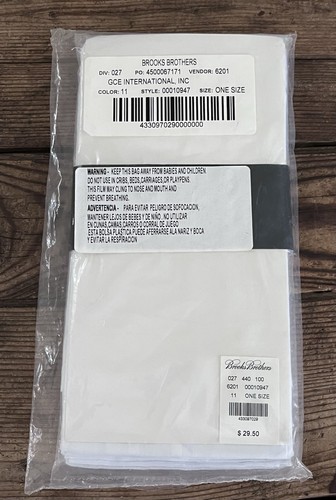 NEW Brooks Brothers “346” Bakers Half Dozen 7 100% Cotton White Handkerchiefs - Picture 4 of 6