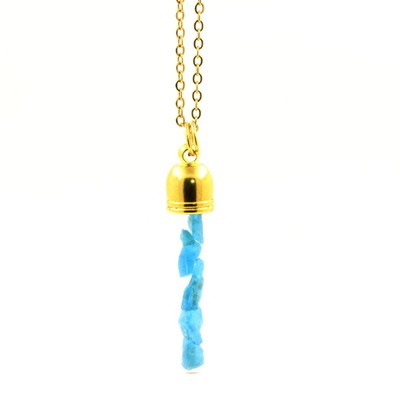 A Bijoux Neongraues Apatit Blau Roh Collier Modell Tube