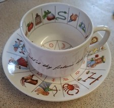 Gypsy Fortune Telling Tea Cup Saucer Set Tea Leaf Reading 1985
