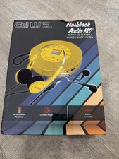 NEW IN BOX Aiwa Flashback Audio Kit Retro CD Player Wired Headphones Yellow
