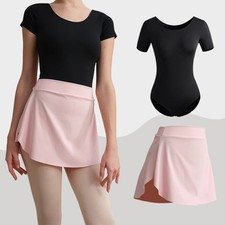 Women Ballet Leotard Classics Dance Leotard Short Sleeve Leotard and Skirt