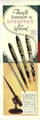 1933 Werbung für SHEAFFER Füllfederhalter & Drehbleistift Art Deco Ära Print Ad