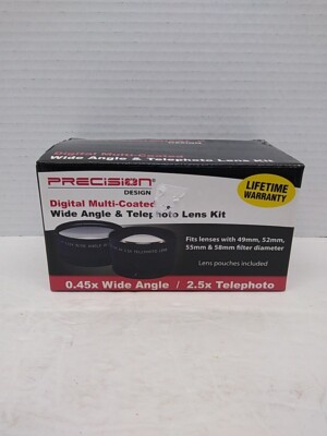 Precision Design Digital Multi-Coat 2.5X Telephoto .45x Wide-Angle Lens Kit Used