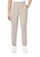 Mondetta Ladies' Pintuck Straight Leg Pant Beige Size Large New With Tags