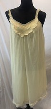 Vintage 60's Shadowline Lace and Chiffon babydoll nightgown Lingerie Yellow Mod