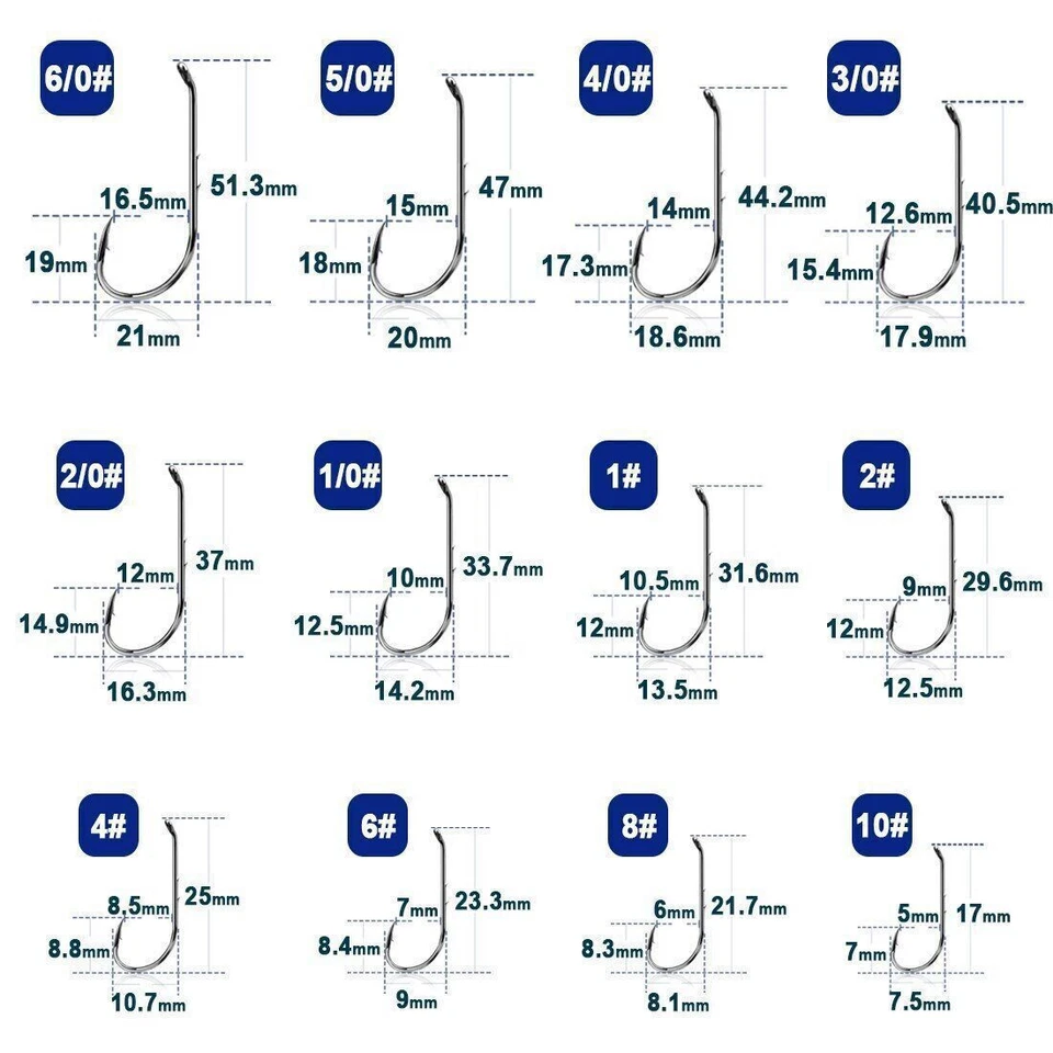 50~200Pcs Baitholder Hooks Fishing Hook Bait Hook Offset Circle Hook 17mm~51.3mm - Image 2 of 4