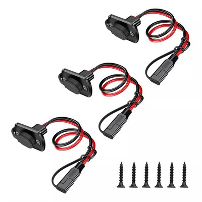 3x SAE Connector Harness, 1FT 12AWG SAE Adapter Male Plug To Female Socket Cable