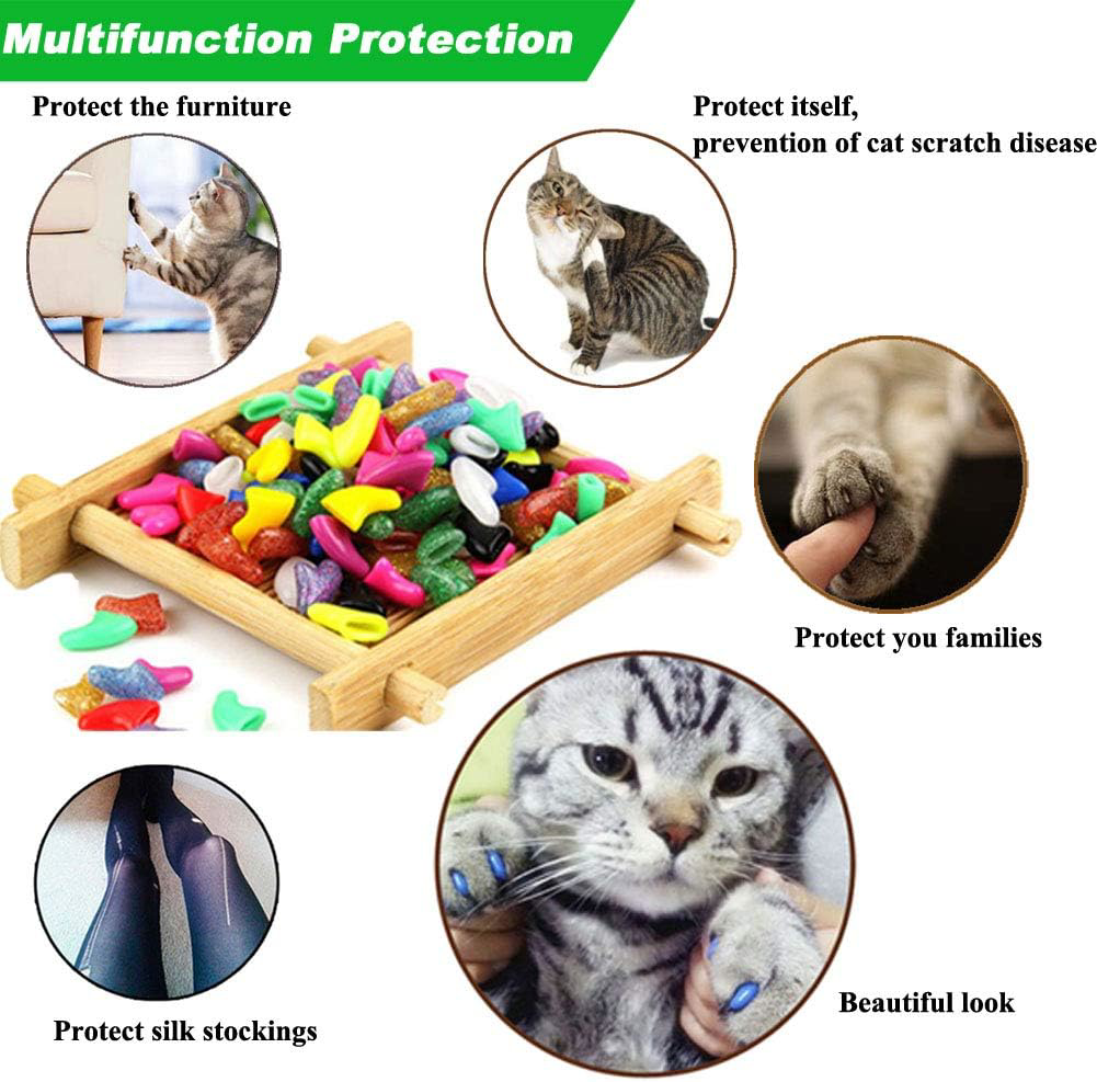 100pcs Cat Nail Caps, Colorful Pet Soft Claws Nail Covers for Cat Claws