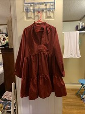 Shein Women's L/S Maroon Ruffled Dress Size Large Listing #236
