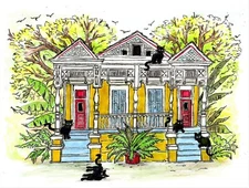 Cats In New Orleans Art Print, New Orleans Art Prints, Cat Wall Decor, Cat Art