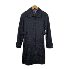 Vertigo Paris Women's Brocade Coat Trench Xs Black Floral Lined Pockets Classic