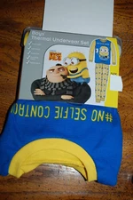 Boys Thermal Underwear Set MINIONS "NO SELFIE CONTROL" Waffle Base Layer SIZE 8