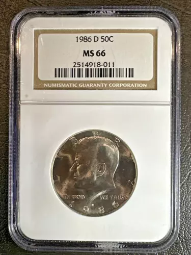 1986 D KENNEDY Half Dollar * NGC MS66 * UNCIRCULATED * Brown Label *