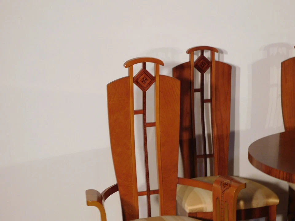 Vintage Italian Carpanelli Furniture Art Deco Nouveau Cherry Inlaid Dining Set - Image 3 of 4