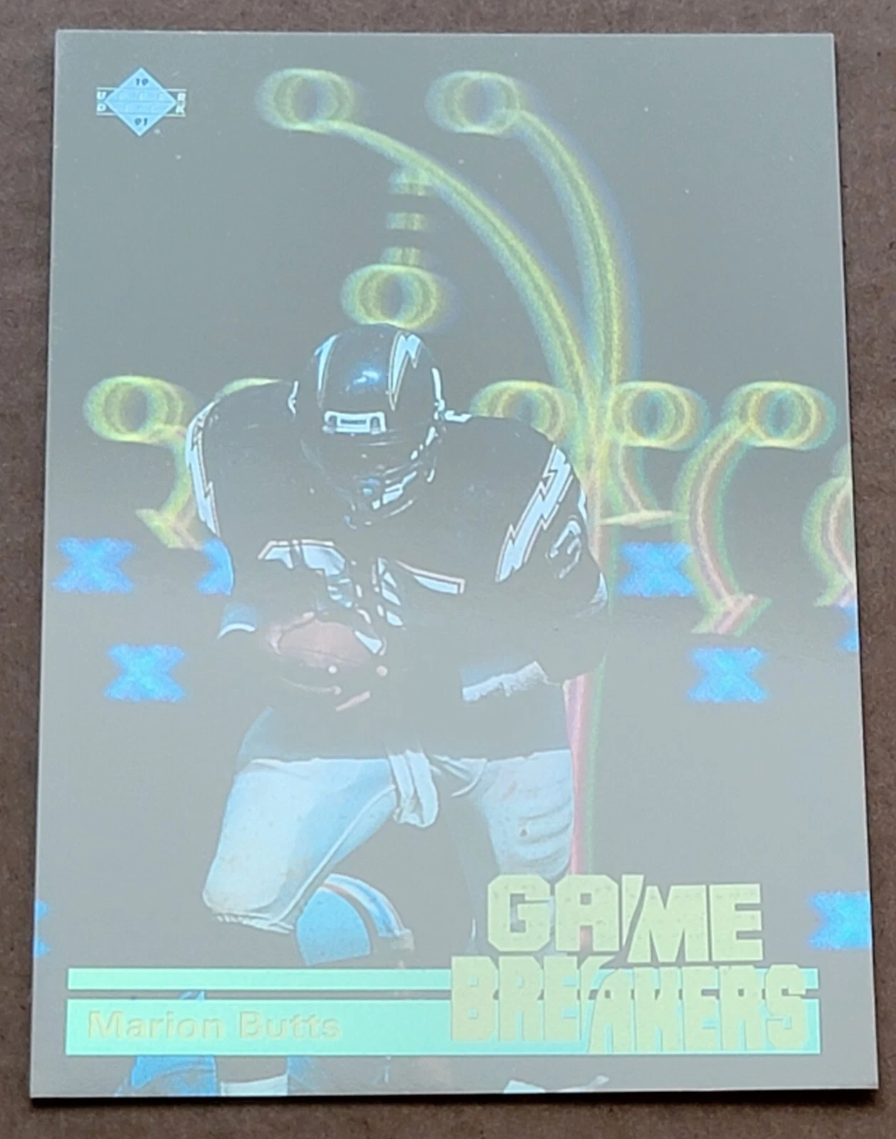 1991 Upper Deck Football Hologram Game Breakers Insert Card #GB7 Marion Butts