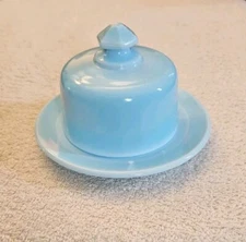 Vintage Mosser Robin’s Egg Blue Child’s Butter Dish Cake Dish