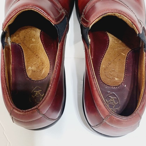 Ariat Sutter Clogs Womens Size 7 B Wide Maroon Leather ATS Soles Slip-On Loafers - Picture 12 of 15