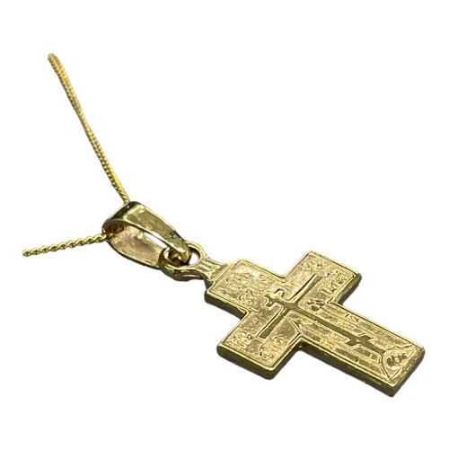 9ct 9k Yellow Gold Russian Orthodox Crucifix Cross Pendant 6.17 Grams. New - Picture 6 of 11