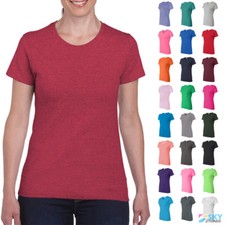 Gildan Women's Heavy Cotton Short Sleeve T-Shirt Blank Solid Tees S-3XL 5000L