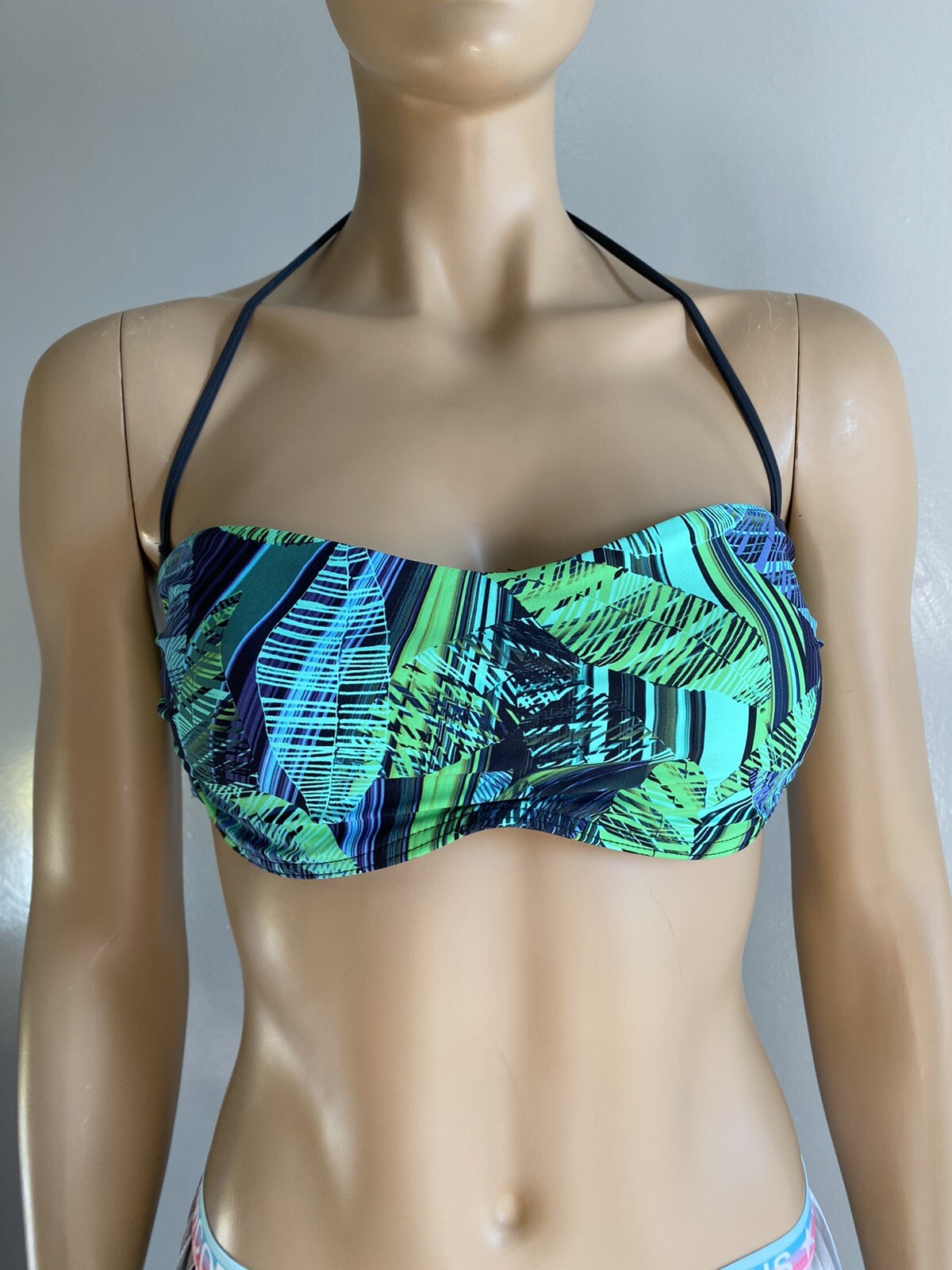 Bikini swimsuit set 2 pcs Blue and Green top bodice, size M-image