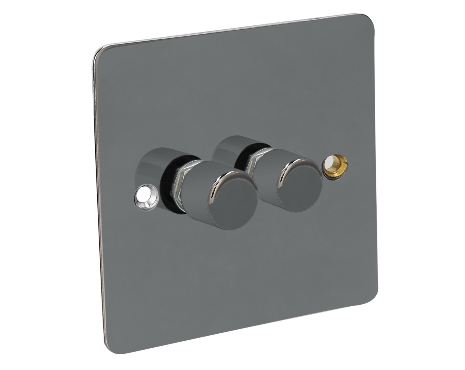 Led Dimmer Black Nickel 2 Gang 2 Way 150w Flat Plate AXIOM LEDFDP150/22/BN