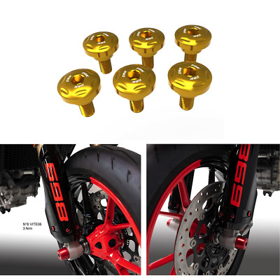 Ducabike Ducati Hypermotard 698 Mono / RVE Front Fork Cover Screws - Gold