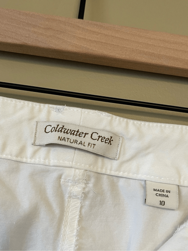 Coldwater Creek Natural Fit White Cotton Cropped Pants Size 12 - Picture 5 of 11