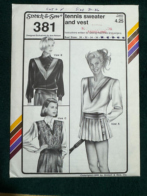 Sew-Knit-N-Stretch ~ CUT PATTERN 381 ~ Tennis Sweater and Vest