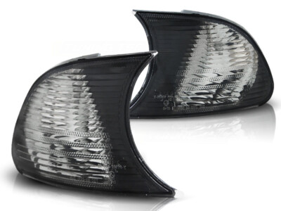 Set Indicatori Di Direzione Anteriori Nero Fumé Per BMW Serie 3 E46 (05/1998 - 08/2001) - Limousine E Touring, Omologati E, Montaggio Plug & Play