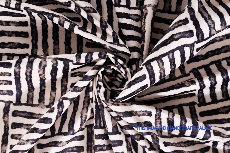 Handmade Striped Printed Upholstery Fabric Indian Soft Velvet Fabric 10 Yard - image 3 of 4