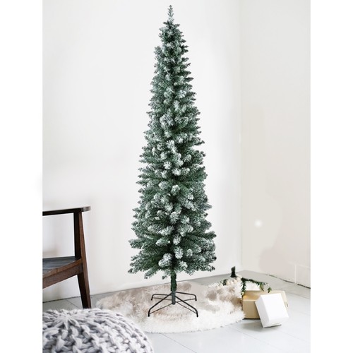 Alberi di Natale sottili matita artificiali con supporto in metallo verde/nero 6 piedi/7 piedi - Foto 3 di 10