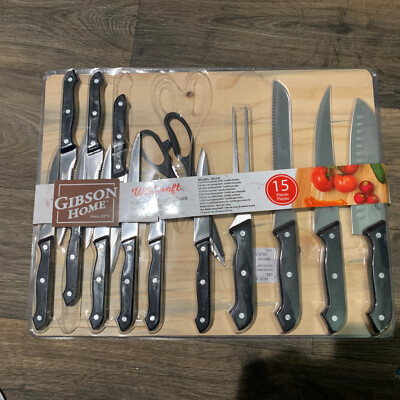 Gibson Home Wildcraft 15 piece Cutlery Set with Cutting Board