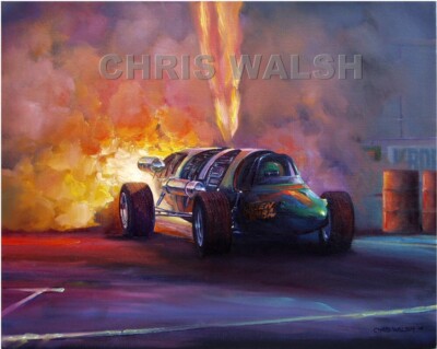 Drag Racing action prints..Doug Rose,   Green Mamba  at Fremont