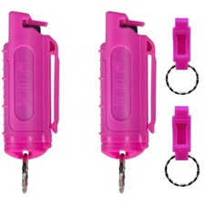  2 PACK Police Magnum Pepper Spray .5oz hot pink molded keychain QR self defense