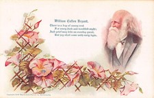 Author William Cullen Bryant by Quote & Morning Glories-Old Postcard-Cobb Shinn