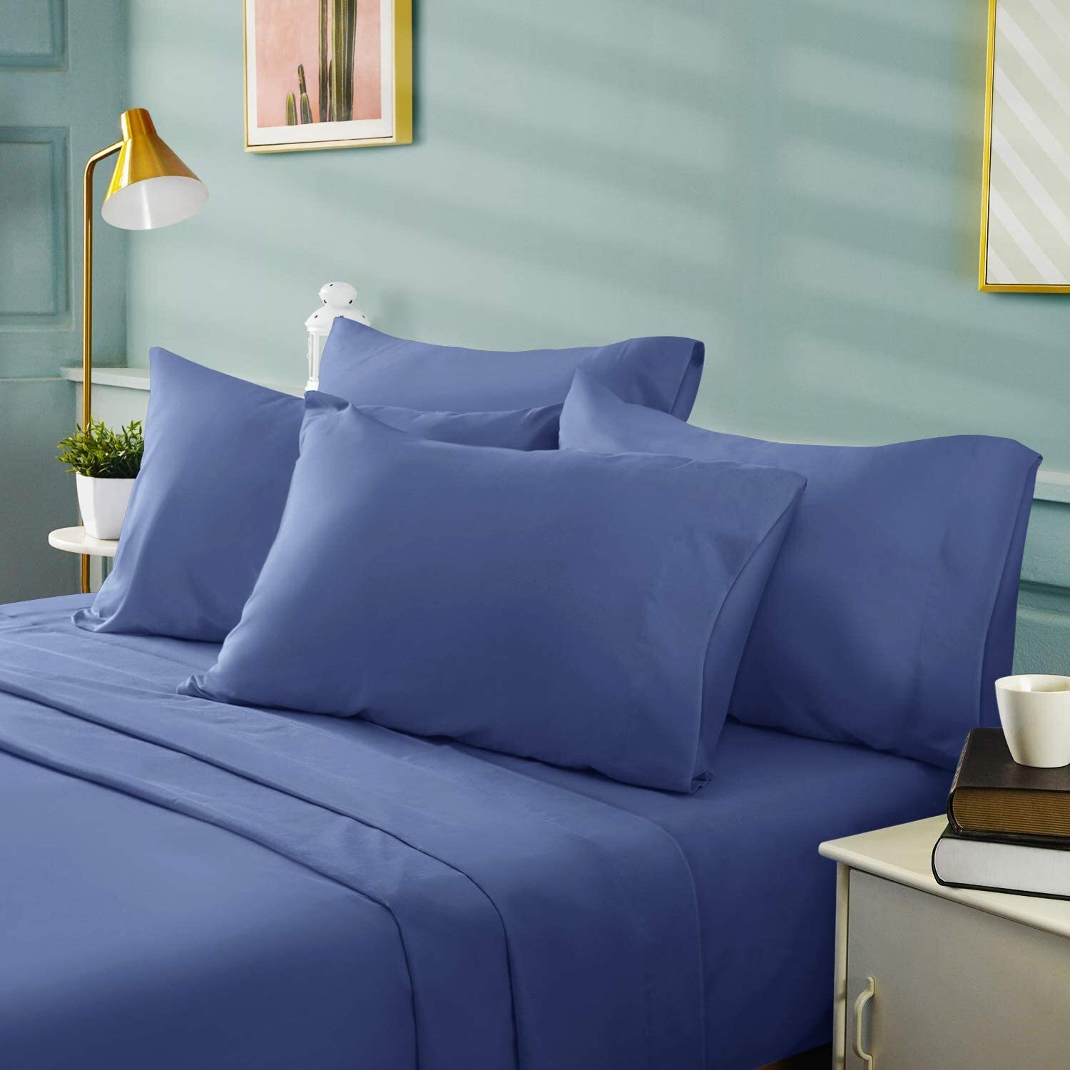 4 Piece Premium Quality Bed Sheet Set Luxurious & Soft Long Staple , 550 TC 1...