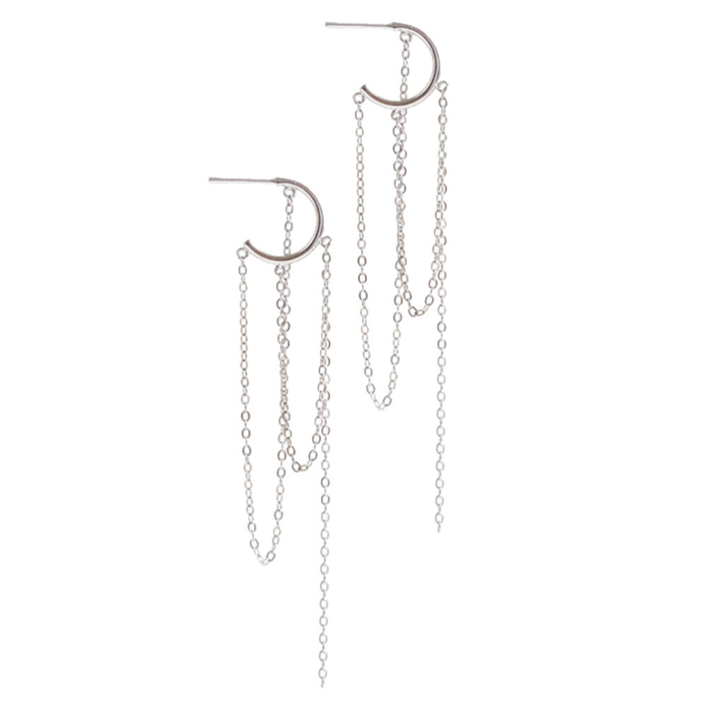 Bohemian Crystal Dangle Drop Chain Ear Threader Earrings for Women