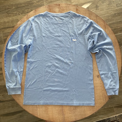 southern tide Mens medium long sleeve blue tshirt 100% cotton crew Defect