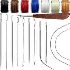 Heavy Duty Sewing Needles 11 PCS  Waxed Thread 7 Colors - Upholstery Repair