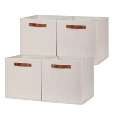 Large Storage Baskets Set of 4 Collapsible Storage Baskets,13x13 Storage Cube...