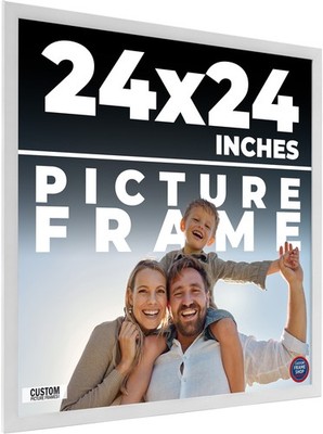 24x24 Frame White Real Wood Picture Frame Width 0.75 inches | Interior Frame Dep