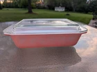 Vintage Pyrex Pink Daisy 2 Qt. Rectangle Casserole Baking Dish 575-B Clear Lid