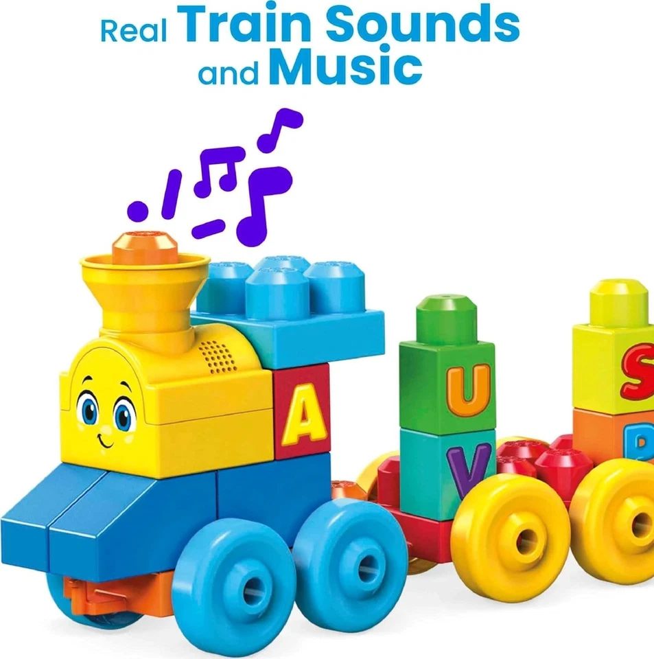 MEGA BLOKS First Builders Toddler Building Blocks Toy Set, ABC Musical Train wit - Image 3 of 4